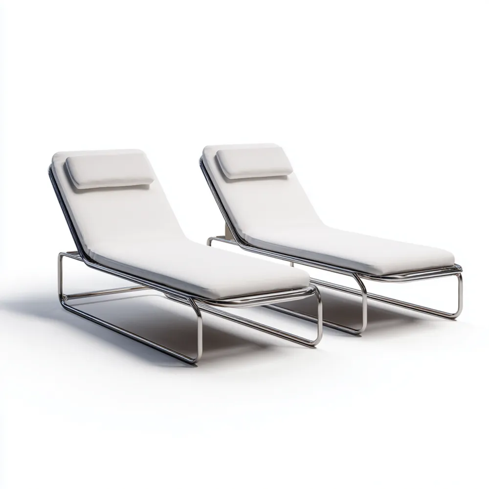 Lettino prendisole 200x70x35 cm Acciaio inox Imbottito - Bianco - Design moderno NY6767669