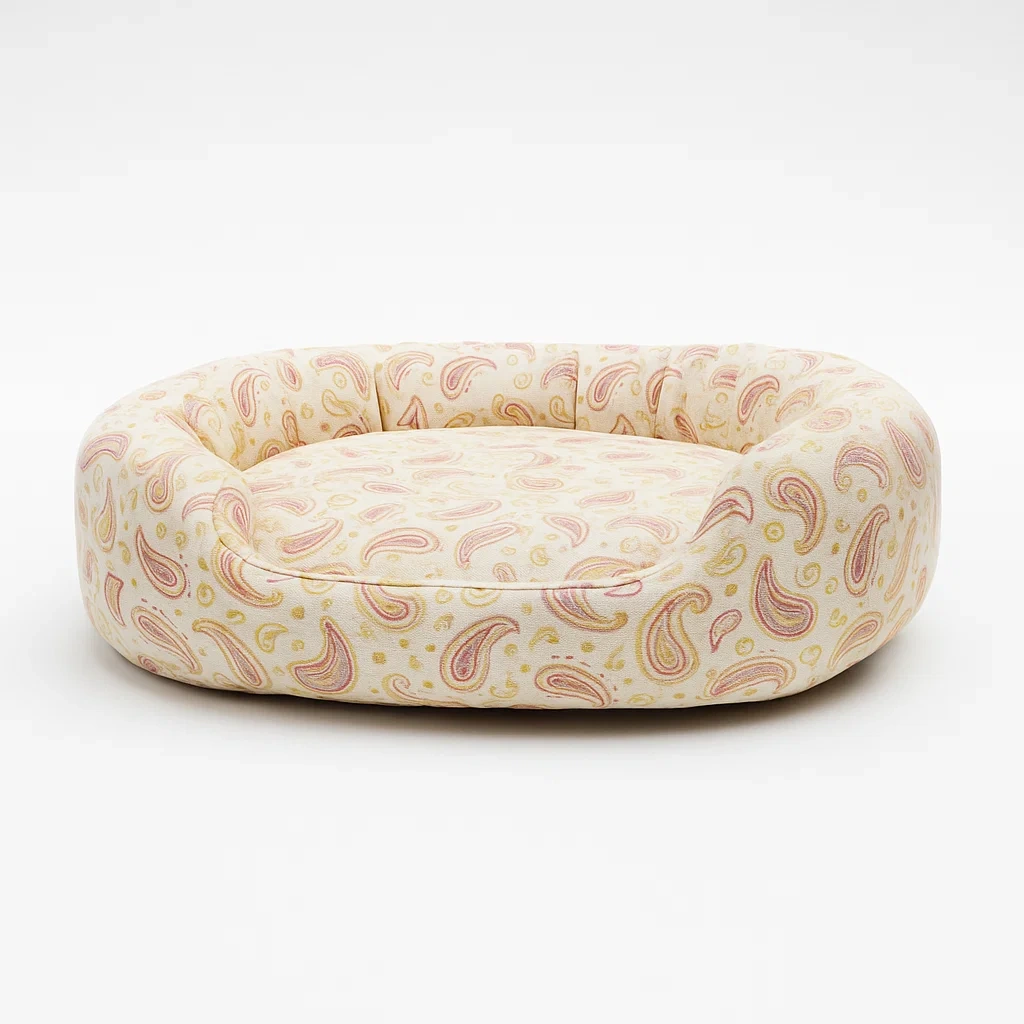 Coussin pour chien imprimé coton ovale 60 cm beige-SOFTFURNISHFIT