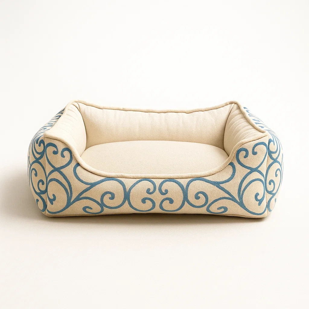 Coussin pour chien en coton beige et bleu motifs 75 cm-SOFTFURNISHFIT