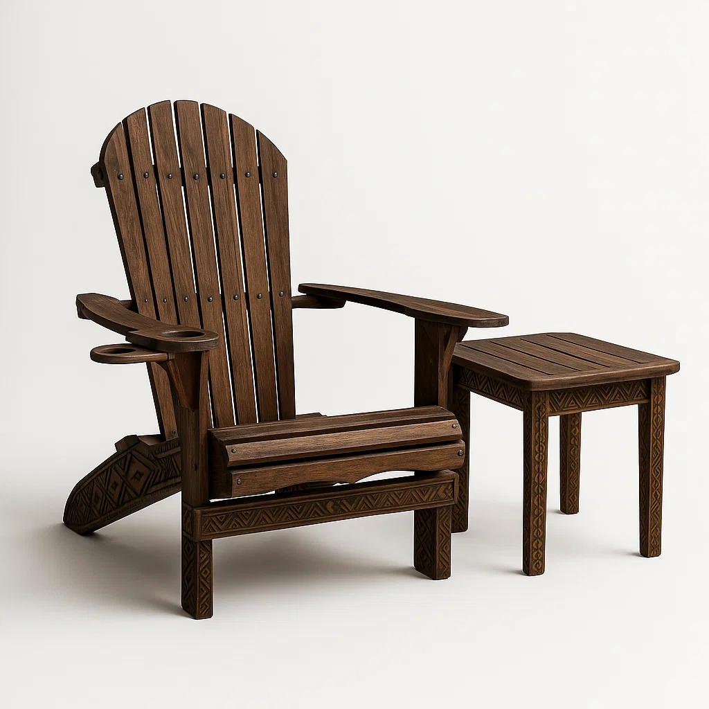 Ensemble fauteuils adirondack et table d’appoint en bois massif brun-SOFTFURNISHFIT