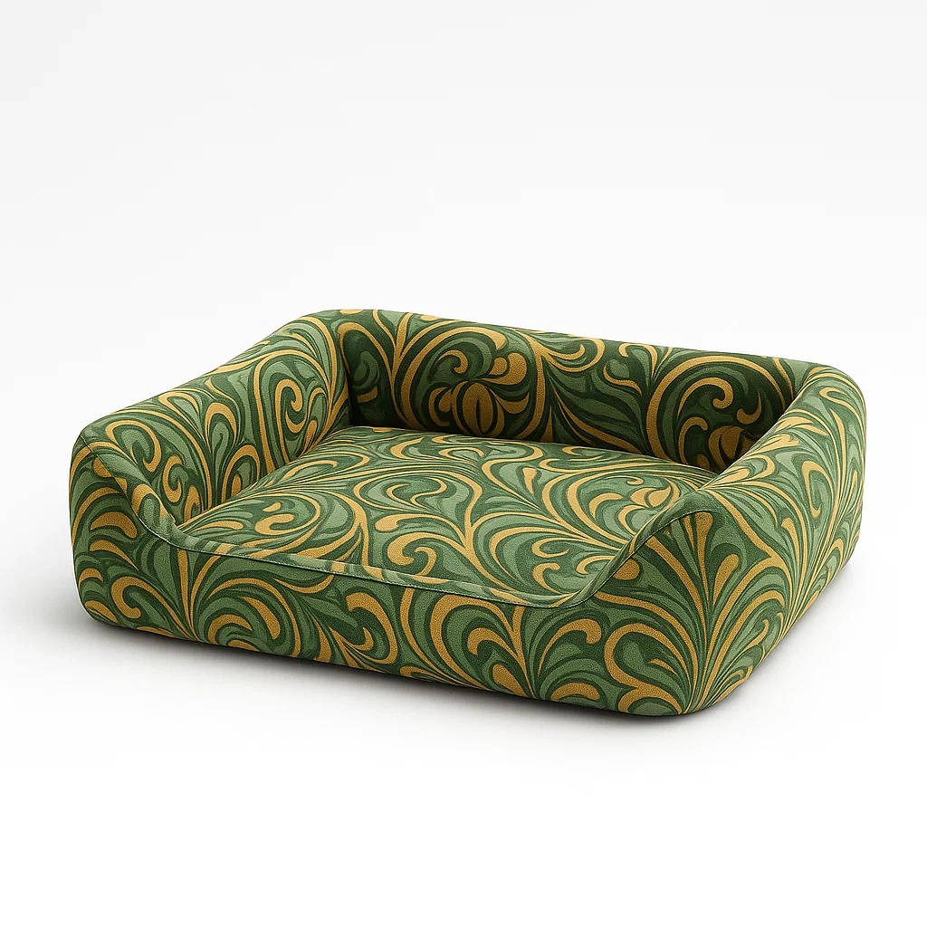 Coussin pour chien en polyester vert et jaune 90x70x20 cm-SOFTFURNISHFIT