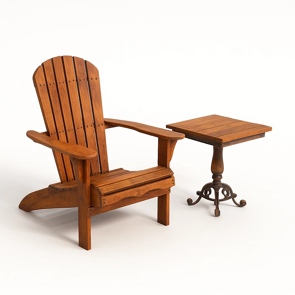 Ensemble fauteuils adirondack en bois avec table d’appoint carrée-SOFTFURNISHFIT