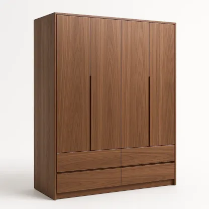 Armoire en bois avec portes et tiroirs marron-PLUSHFURNIFIT