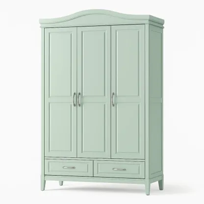 Armoire bois composite 3 portes avec tiroirs vert menthe-PLUSHFURNIFIT