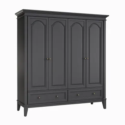 Armoire à 4 portes en bois mdf gris avec tiroirs 200x60x220cm-PLUSHFURNIFIT