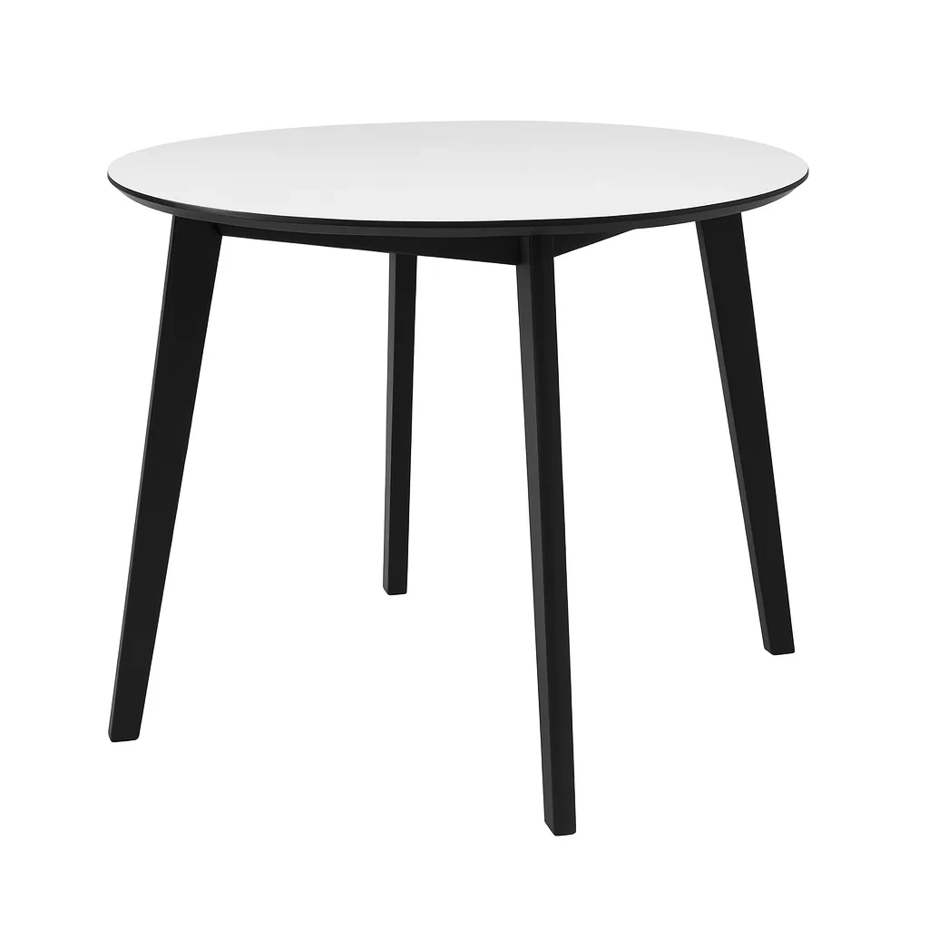 Table à manger ronde mdf et métal noir et blanc-DREAMPLUSHHOME