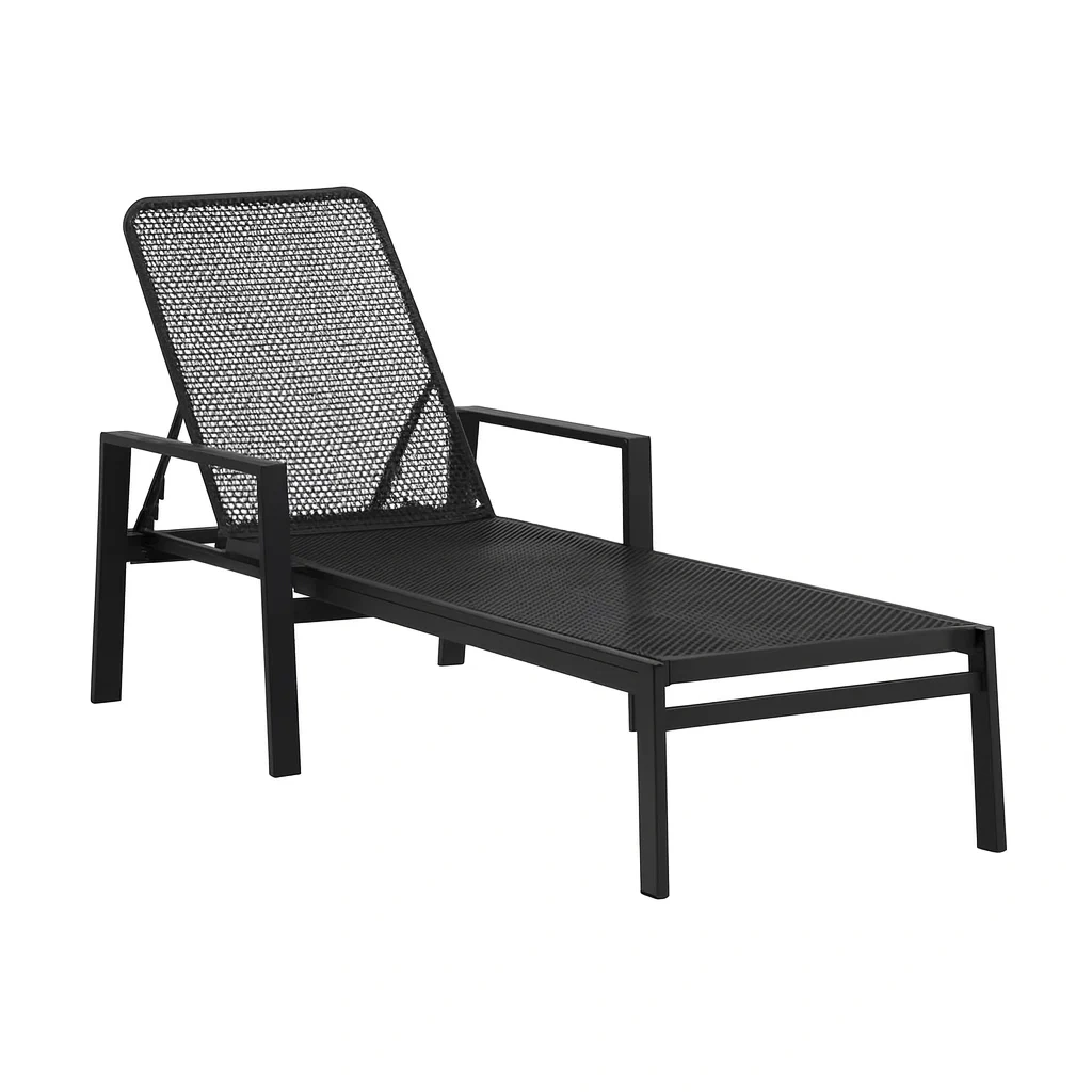 Chaise longue extérieure en aluminium et maille noire 200x65x35 cm-DREAMPLUSHHOME