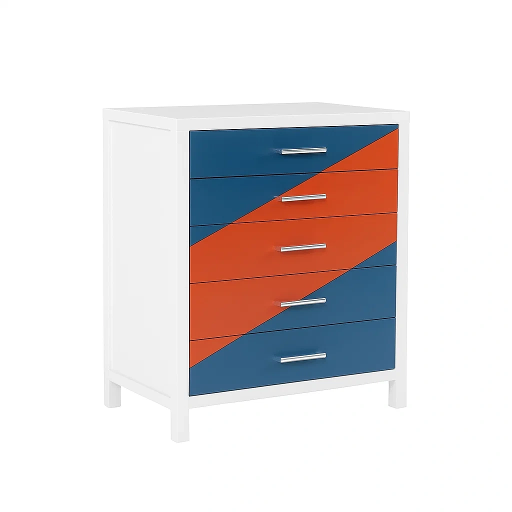 Commode à tiroirs en mdf blanc bleu orange 80x40x100 cm-DREAMPLUSHHOME