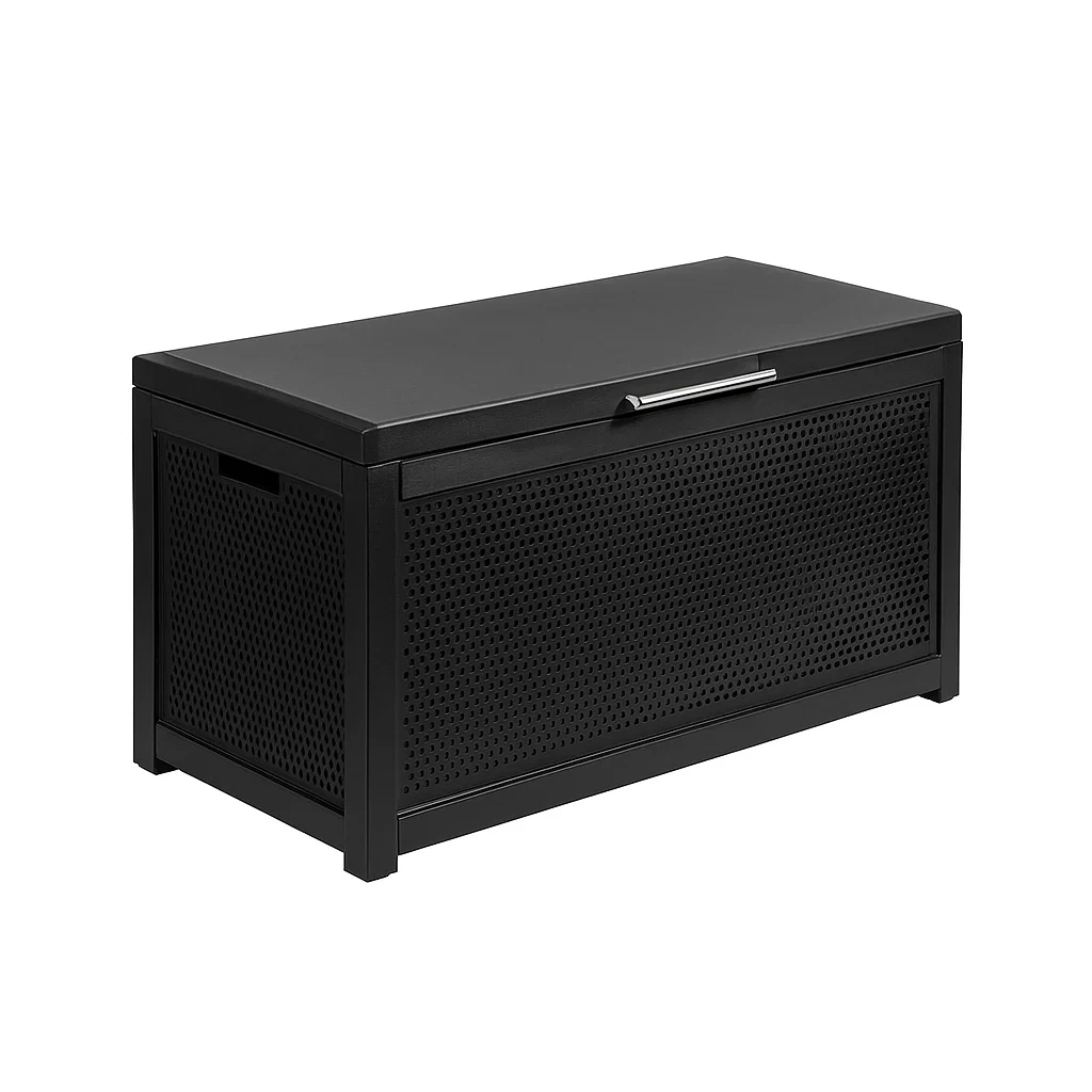 Coffre de rangement rectangulaire noir en plastique 110x45x55 cm-DREAMPLUSHHOME