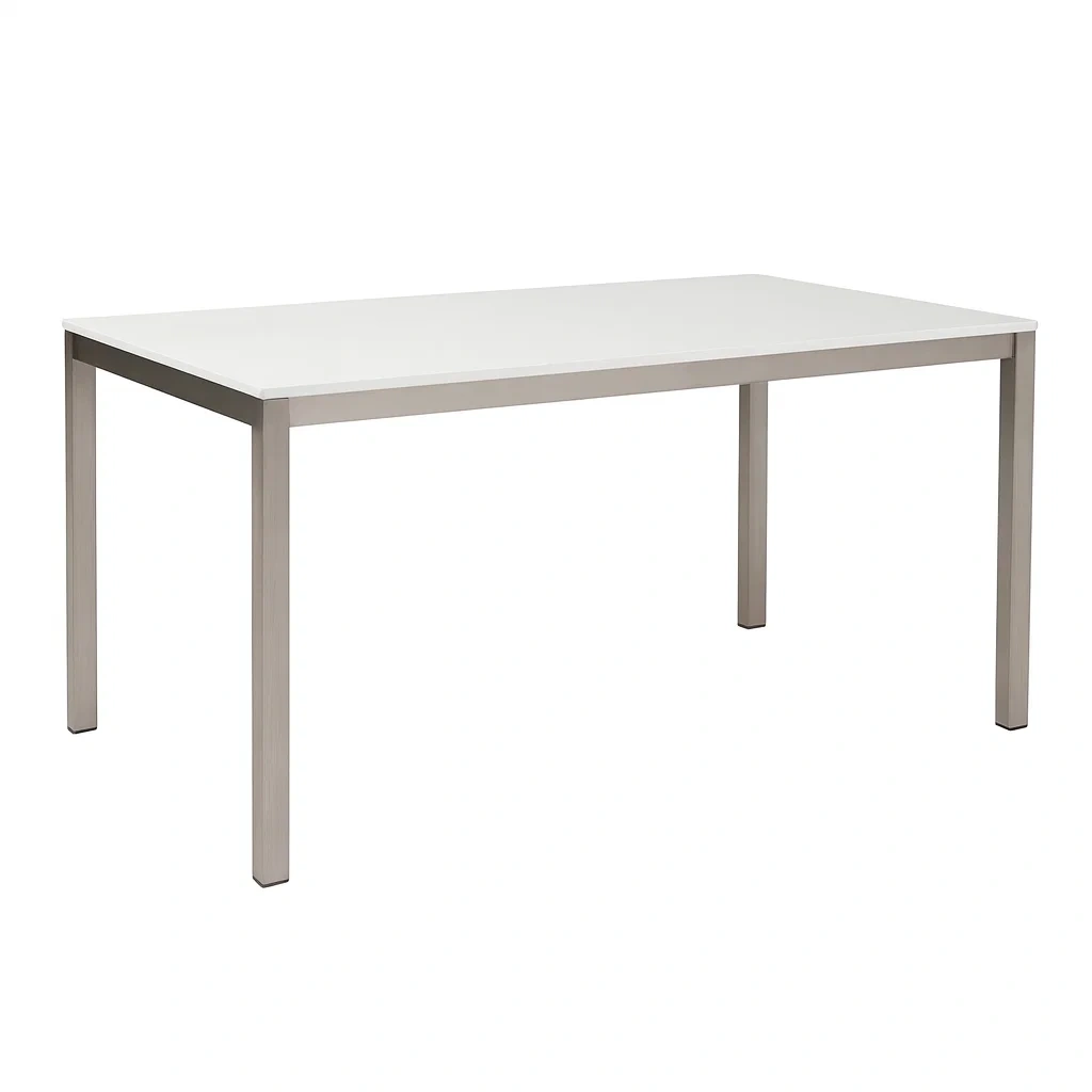 Table à manger rectangulaire en métal et blanc 140x80x75 cm-DREAMPLUSHHOME