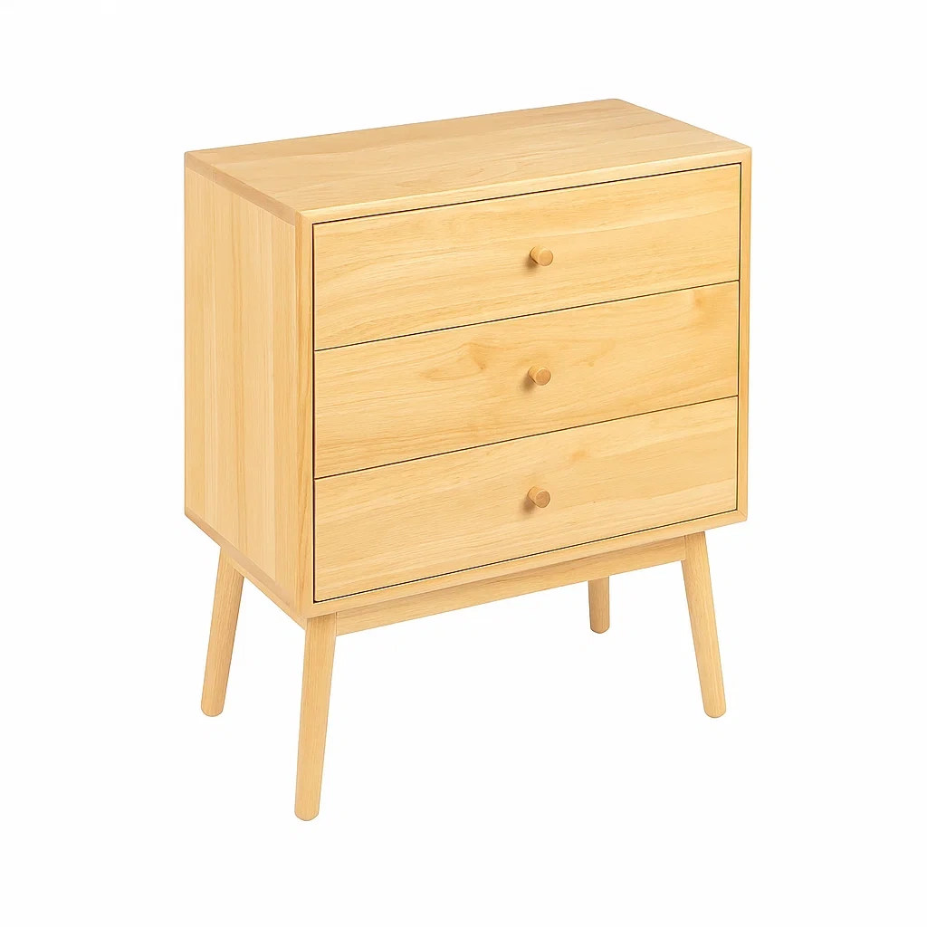 Commode à tiroirs en bois massif avec 3 tiroirs naturel-DREAMPLUSHHOME