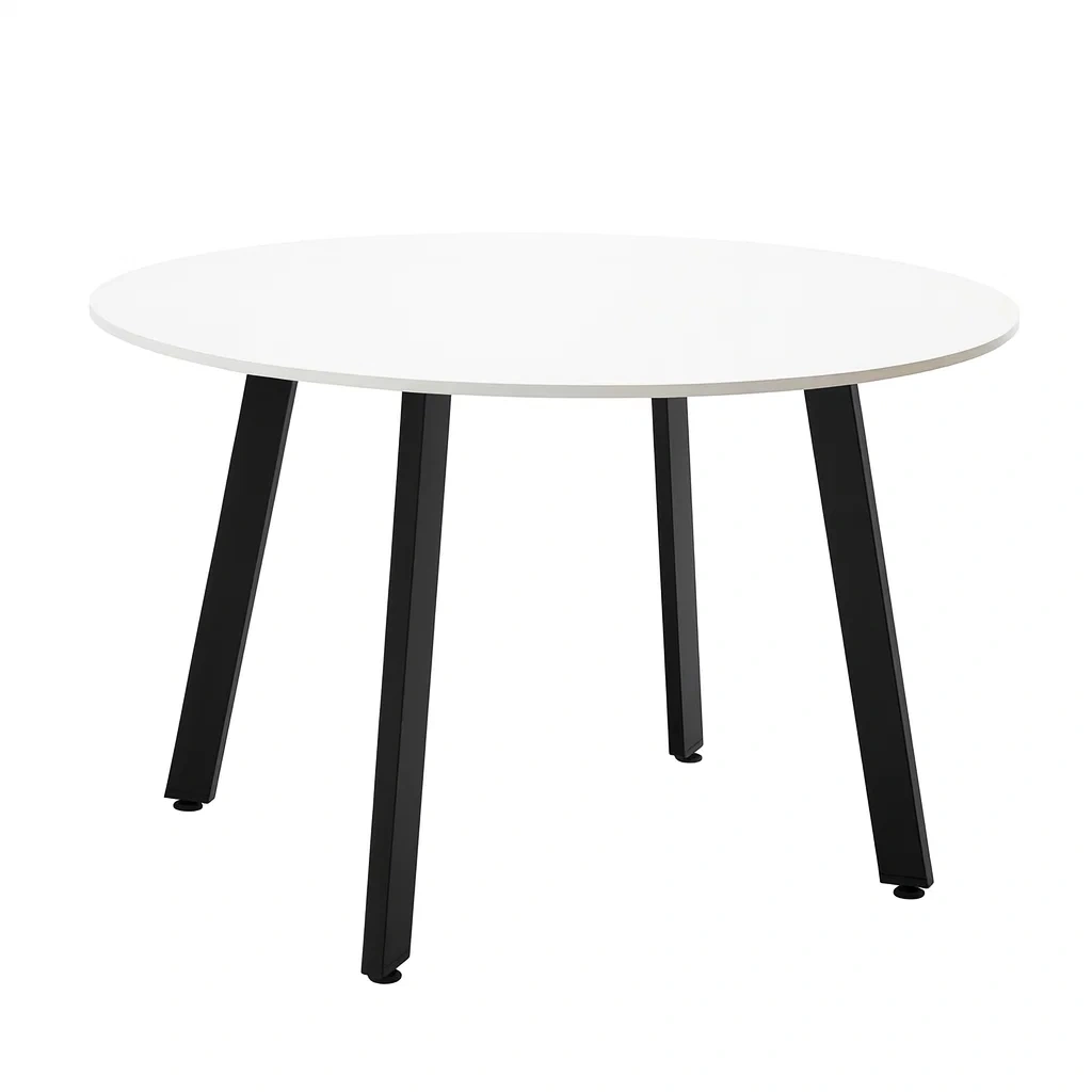 Table à manger ronde en bois et métal noir et blanc diamètre 100 cm-DREAMPLUSHHOME