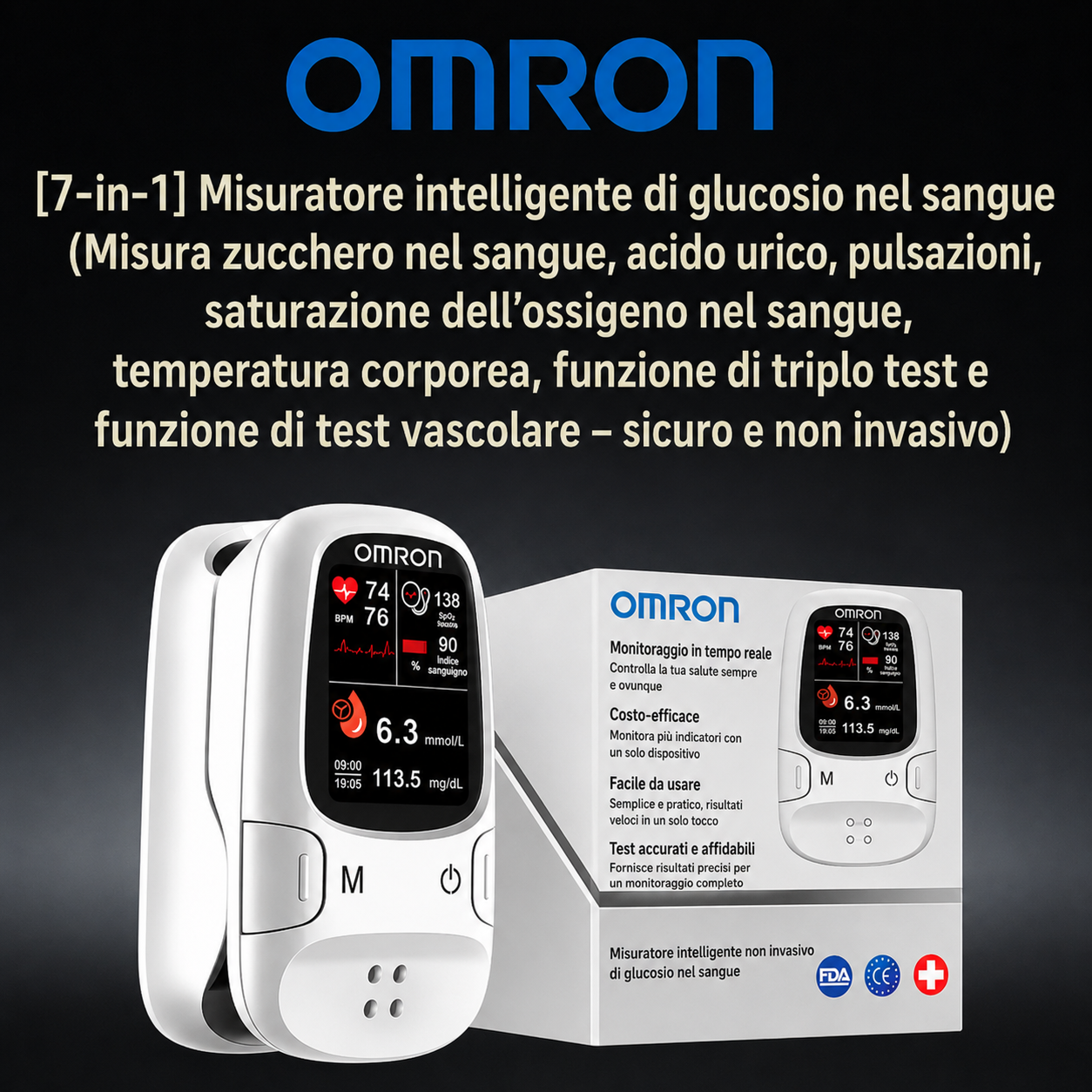 Omron™ presenta il nuovo misuratore di glicemia intelligente non invasivo 🔥Prodotto negli USA🔥