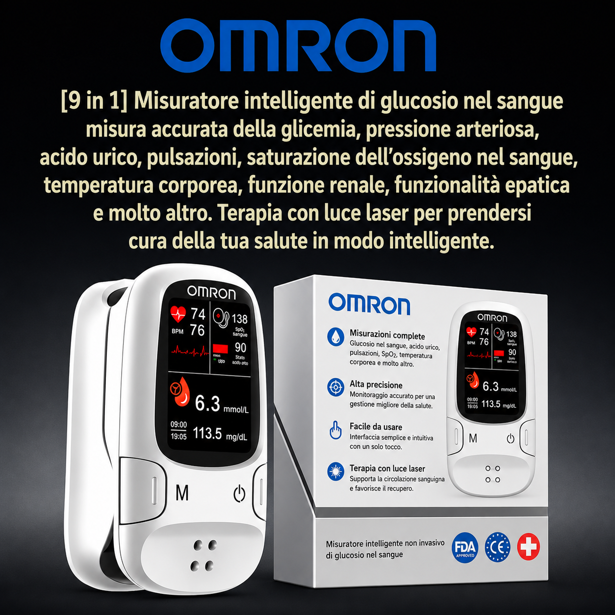Omron™ presenta il nuovo misuratore di glicemia intelligente non invasivo 🔥Prodotto negli USA🔥