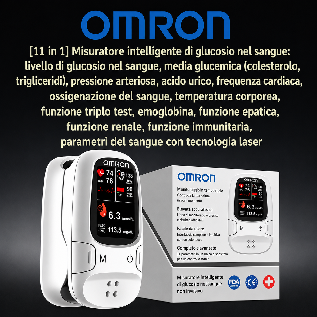 Omron™ presenta il nuovo misuratore di glicemia intelligente non invasivo 🔥Prodotto negli USA🔥