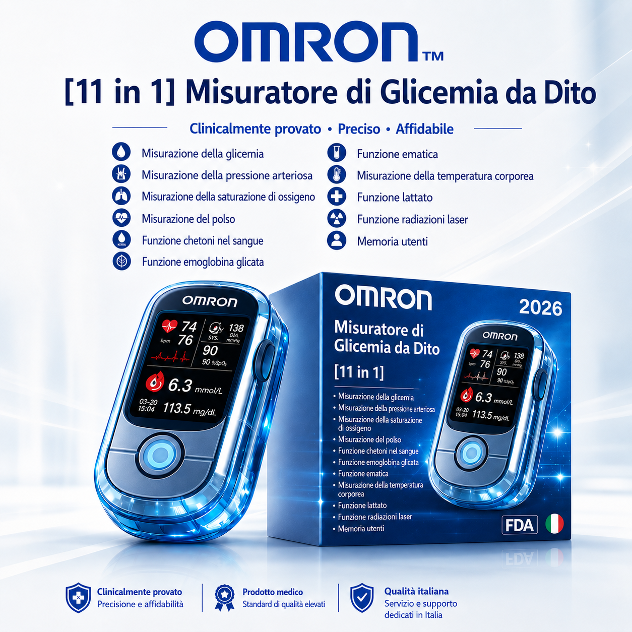 Basta aghi🔥 e dolore! 🔥 | Omron™ glukometro non invasivo – controllo facile🔥 e preciso della glicemia, ovunque tu sia 🔥