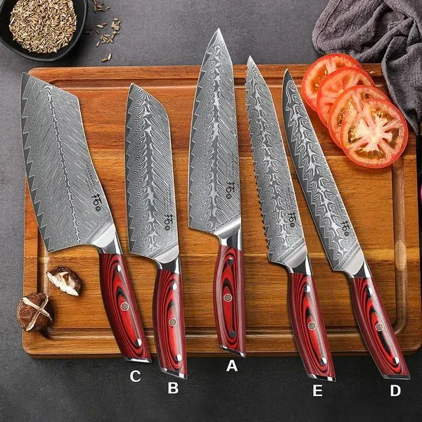 TURWHO Japán 67 rétegű damaszkuszi acél VG10 mag konyhakés Professzionális szakácskés Éles szakácskés Utility Szeletelő kés Marhakés Santoku kés Kenyérkés Szakács kés G10 nyéllel