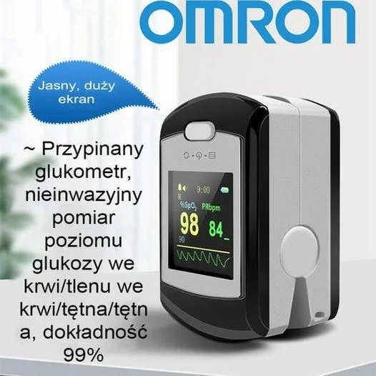 Omron – bezinwazyjny glukometr, który mierzy poziom cukru w 5 sekund z dokładnością 99% ✨. Proste i bezbolesne monitorowanie zdrowia.