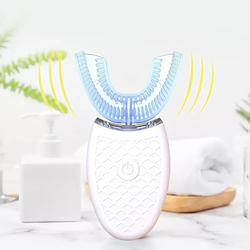 ✨Elektryczna szczoteczka do zębów w kształcie litery U |. Technologia soniczna 💨+ Oświetlenie LED 💡 |. Głębokie czyszczenie 360° 🦷 |. 3 tryby wybielania ✨ |. Możliwość ładowania🔋 i możliwość prania💧 |