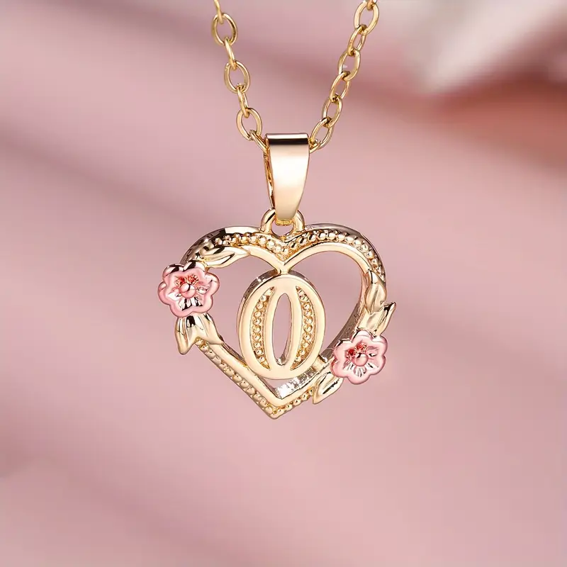 🎁A~Z Naszyjnik z literą miłosną👑Elegancki i uroczy naszyjnik z różowego złota Biżuteria na prezent na Walentynki