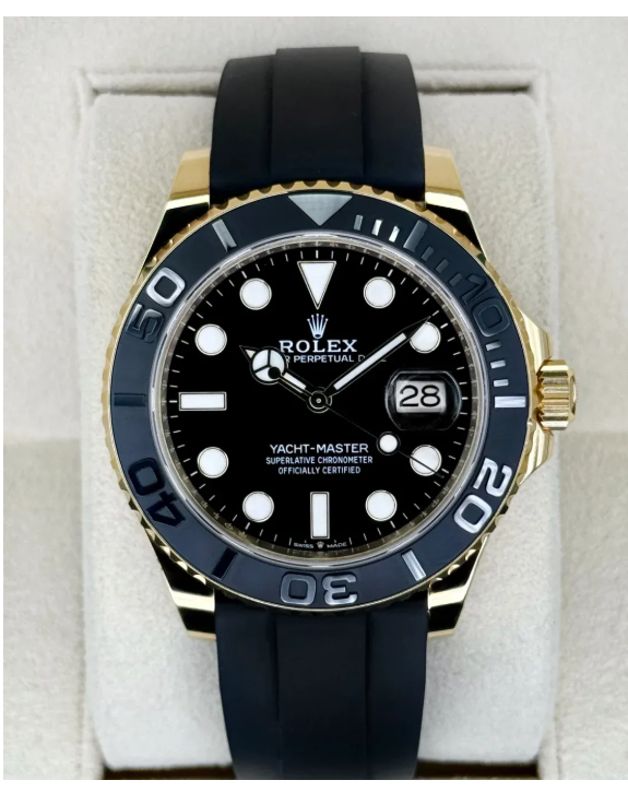 👑 Rolex Yacht-Master – luksusowy złoty zegarek automatyczny z niebieskim bezelem