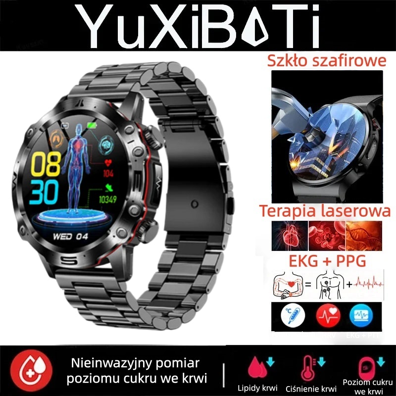 ✨Diagnostyczny smartwatch z obsługą sztucznej inteligencji – model 2026, pomiar lipidów we krwi, ⌚