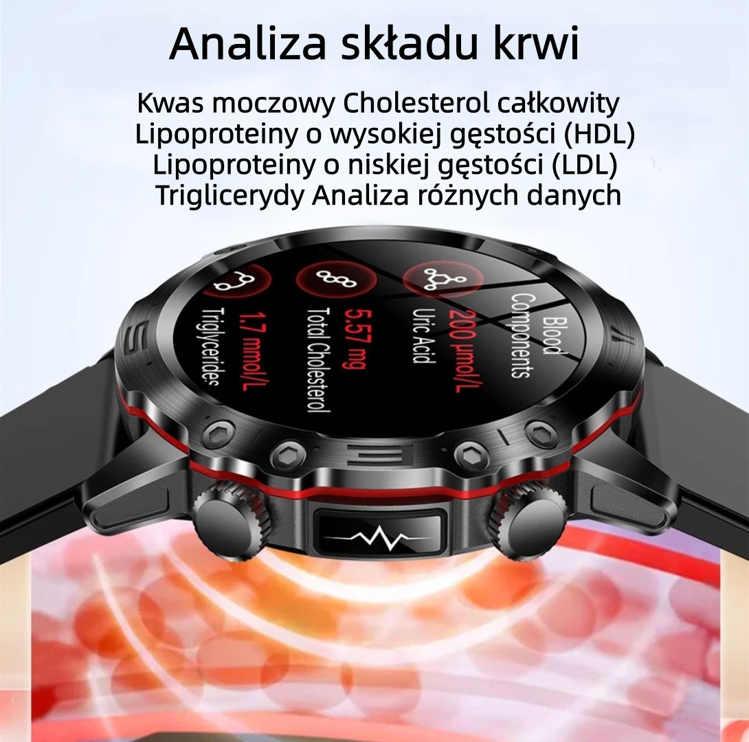 ✨Diagnostyczny smartwatch z obsługą sztucznej inteligencji – model 2026, pomiar lipidów we krwi, ⌚