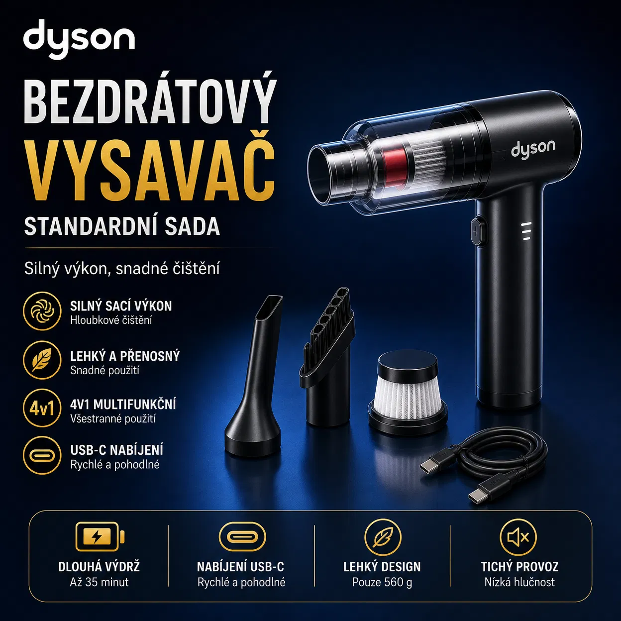 🧹🧹2026 Dyson vřele doporučuje--Bezdrátový ruční vysavač 4v1: Vysává, fouká i nafukuje!🔥🔥