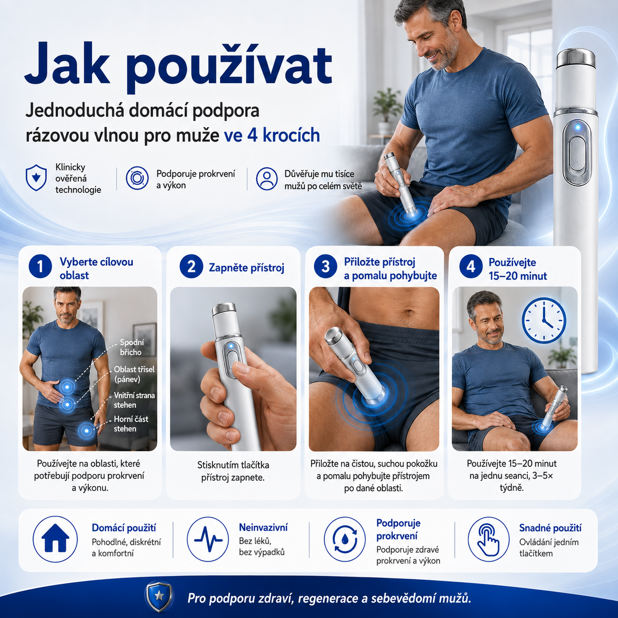😍😍 Obnovte mužskou vitalitu, znovu získejte sebevědomí. Pokročilá rázová vlnová terapie, která podporuje zlepšení kvality a trvanlivosti erekce a zároveň zmírňuje bolest svalů, kloubů a šlach.💪💪