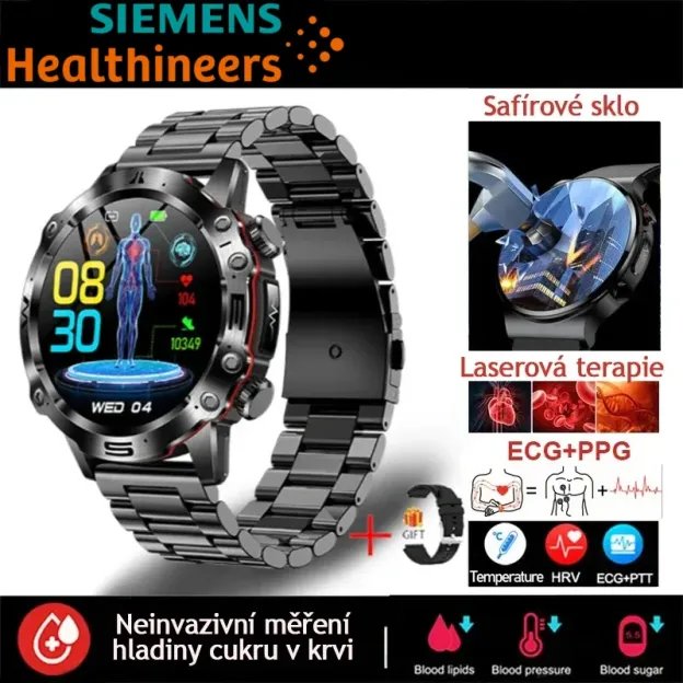Nové chytré lékařské hodinky s umělou inteligencí z roku 2025 | Monitorování zdraví EKG + PPG | Test hladiny cukru v krvi, krevních lipidů, kyseliny močové a fitness tracker