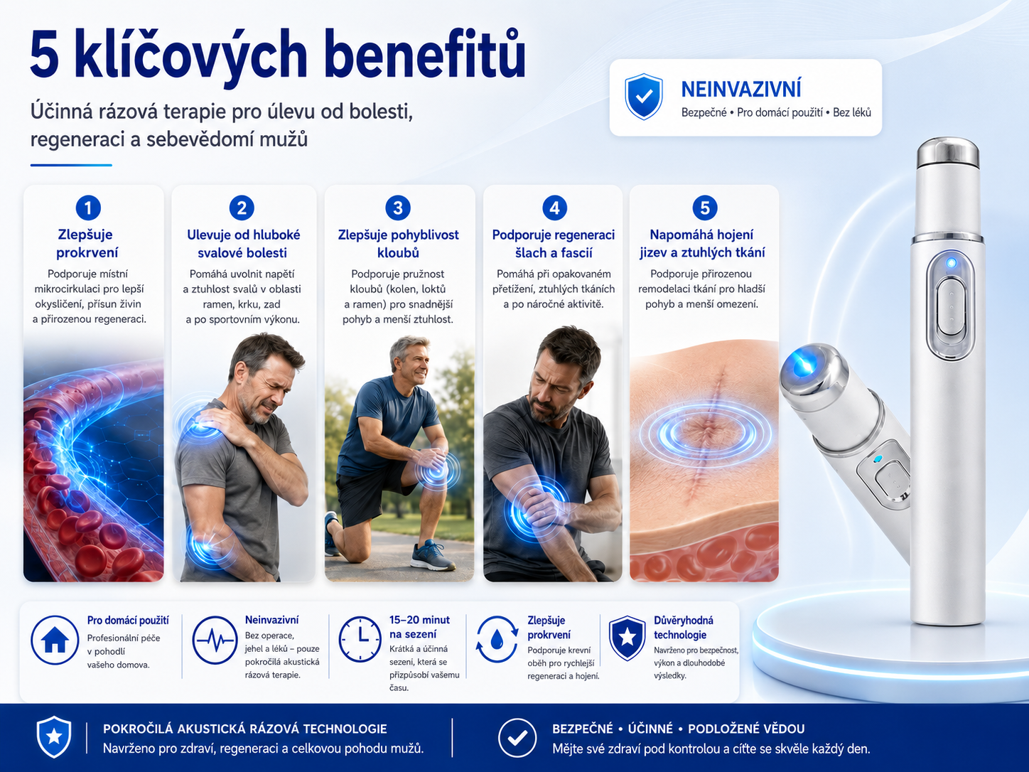 😍😍 Obnovte mužskou vitalitu, znovu získejte sebevědomí. Pokročilá rázová vlnová terapie, která podporuje zlepšení kvality a trvanlivosti erekce a zároveň zmírňuje bolest svalů, kloubů a šlach.💪💪