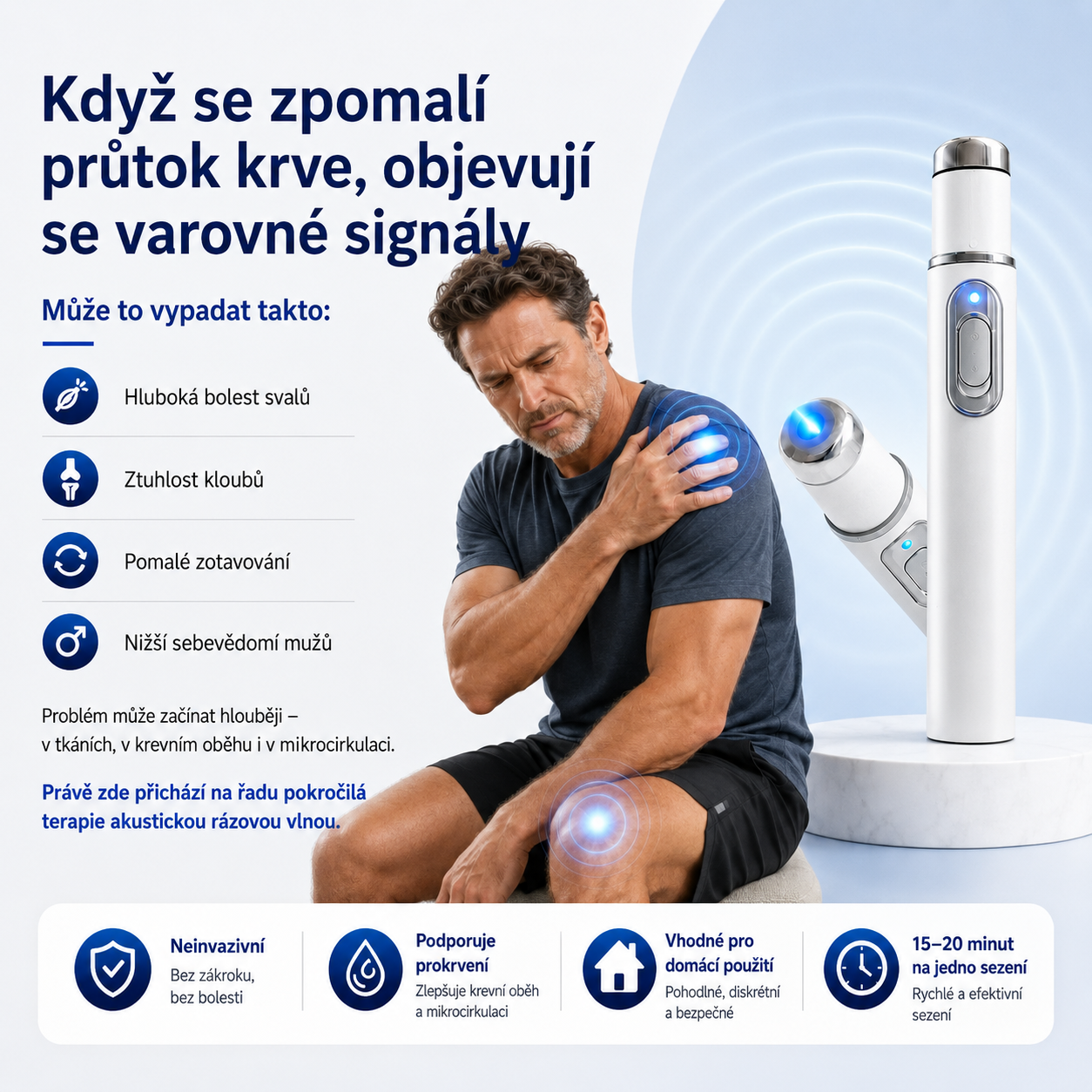 😍😍 Obnovte mužskou vitalitu, znovu získejte sebevědomí. Pokročilá rázová vlnová terapie, která podporuje zlepšení kvality a trvanlivosti erekce a zároveň zmírňuje bolest svalů, kloubů a šlach.💪💪