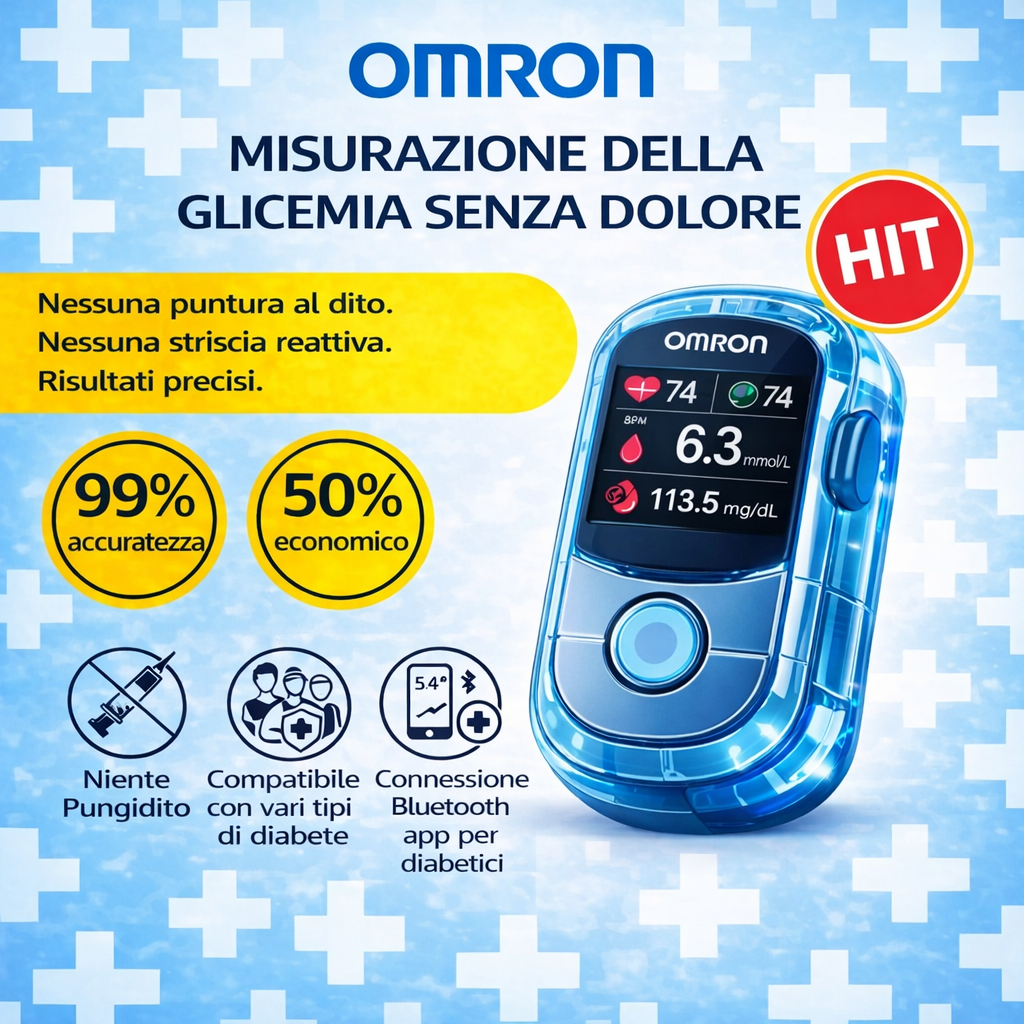 🔥 Basta aghi e dolore! | Omron™ glukometro non invasivo – controllo facile e preciso della glicemia, ovunque tu sia 🔥