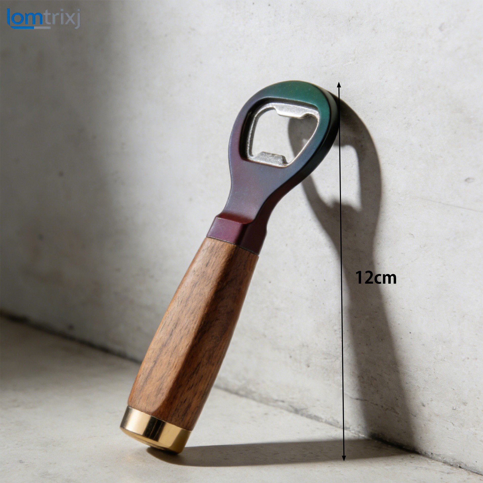 Stainless steel bottle opener with classic wooden handle