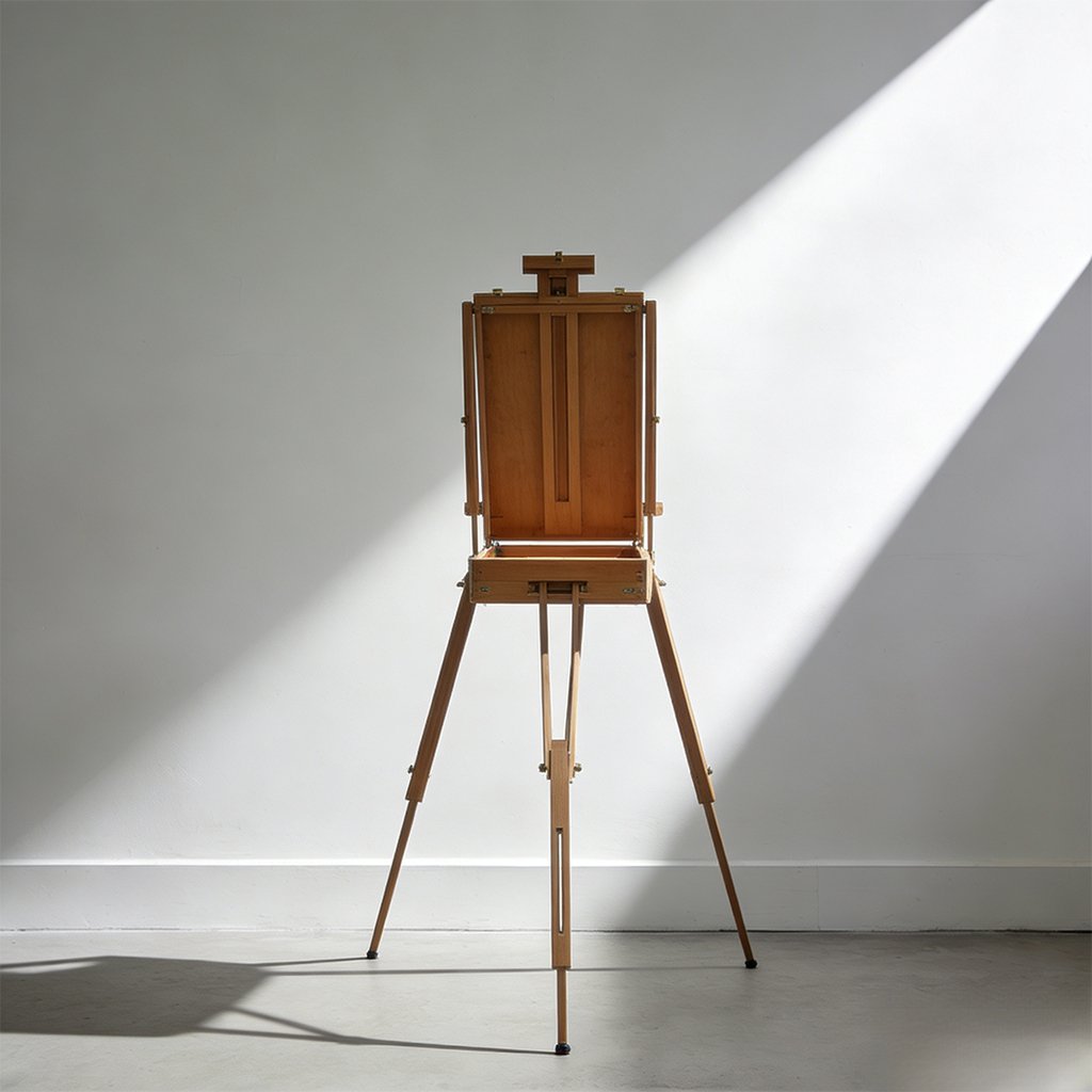 Sturdy artist easel set up in a creative studio