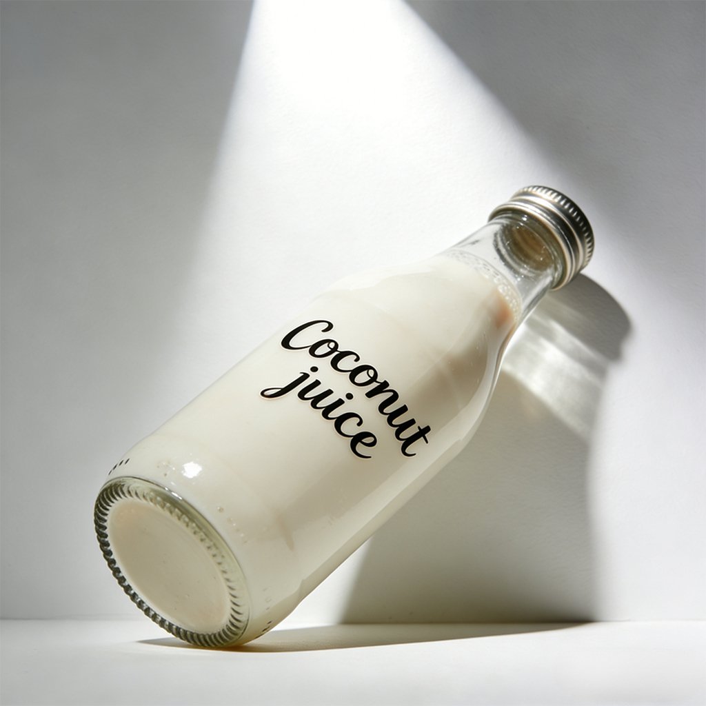 Refreshing coconut drink in glass with ice