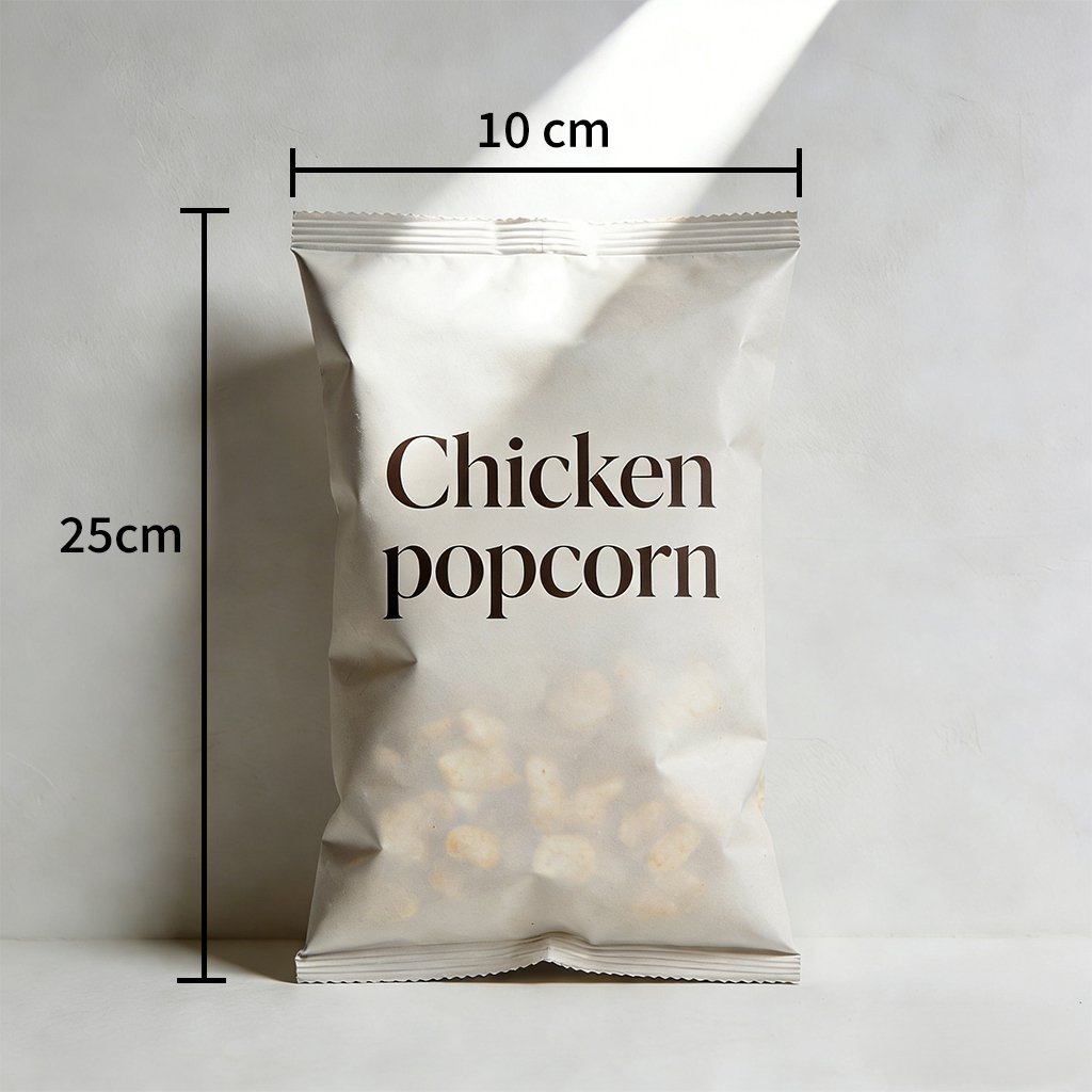 Six-pack of savory chicken popcorn snacks