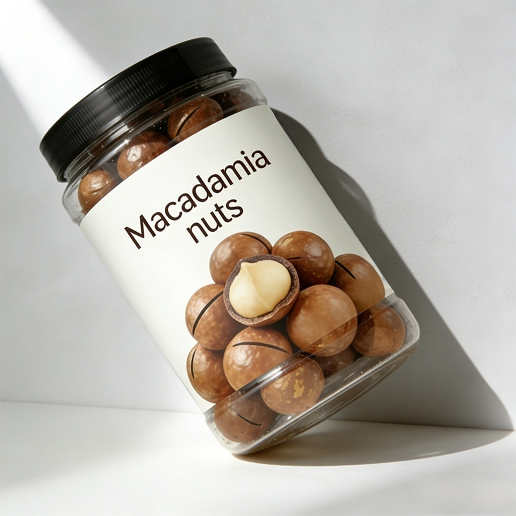 Crunchy macadamia nuts from Hawaii in resealable bags