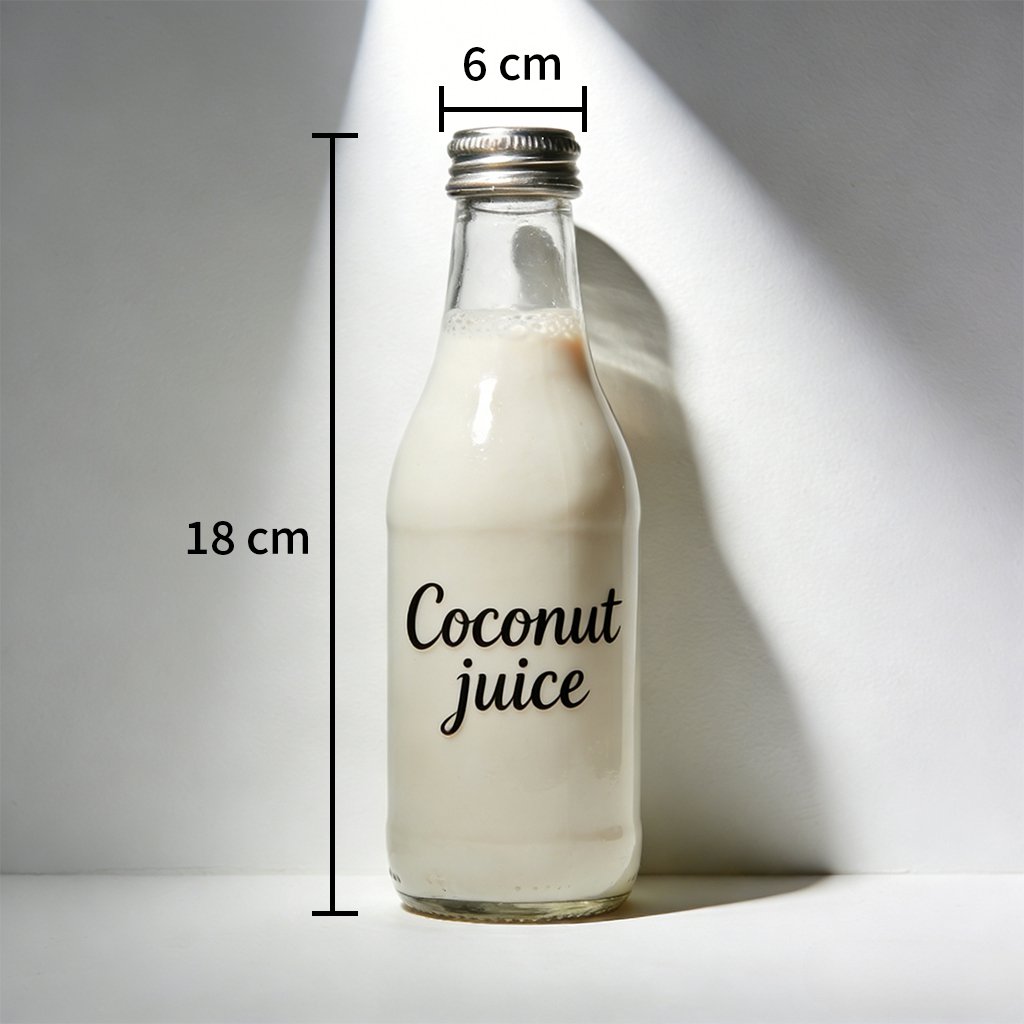 Close-up of coconut beverage bottle label