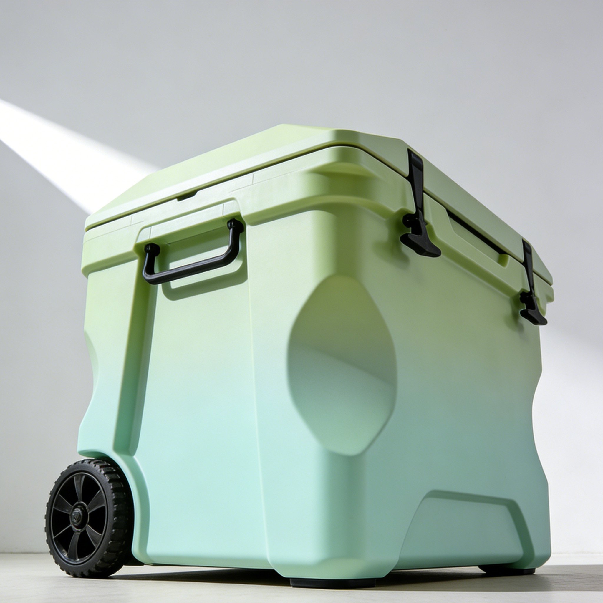 Spacious outdoor storage box with open lid