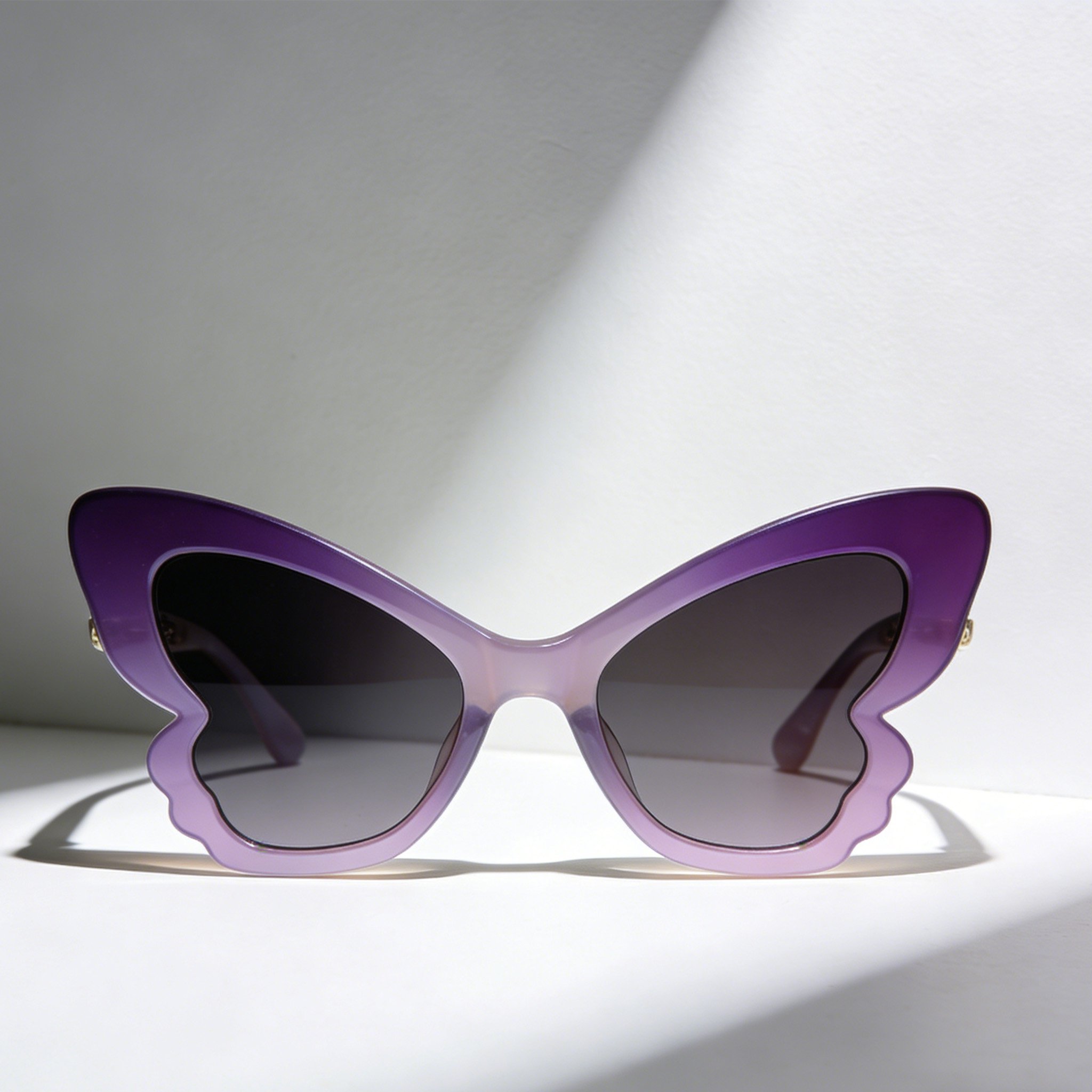 Trendy polarized sunglasses on white background