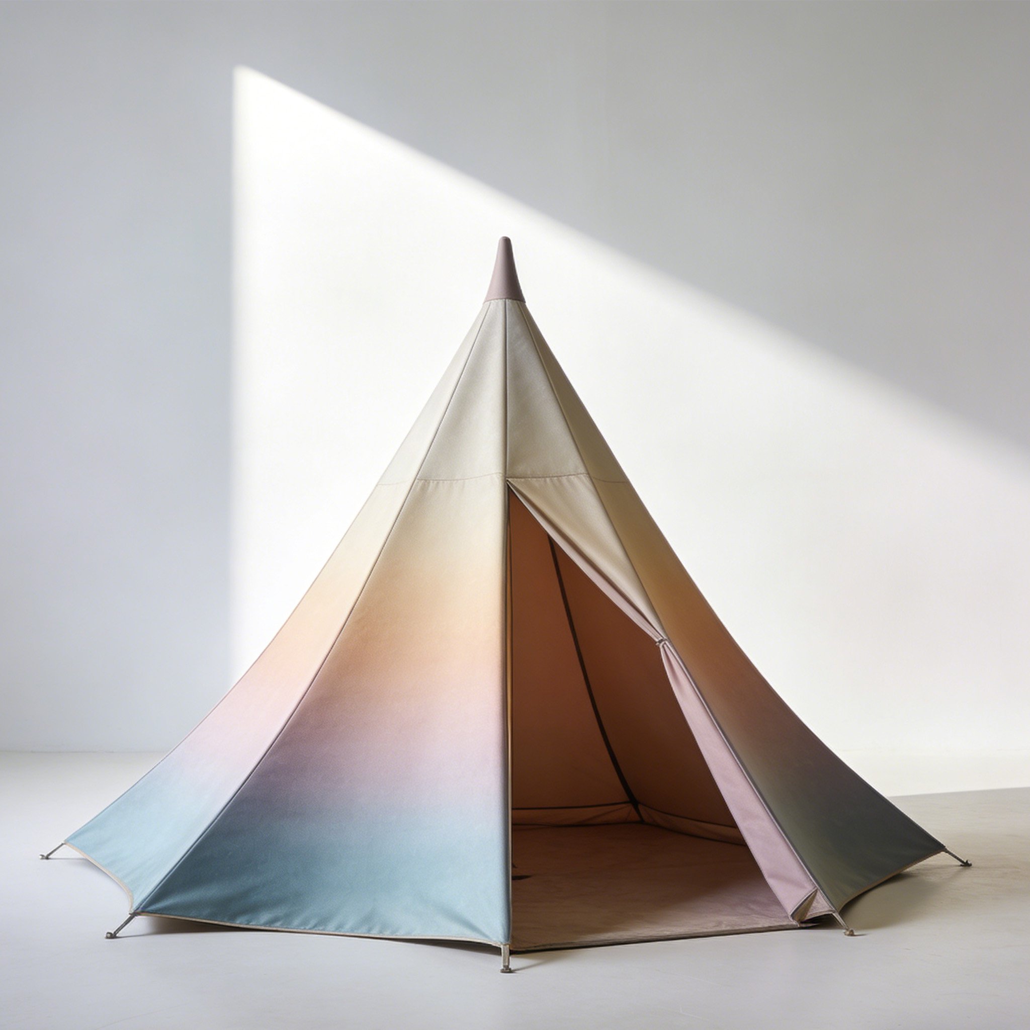 Ultralight four-season camping tent set up in the mountains
