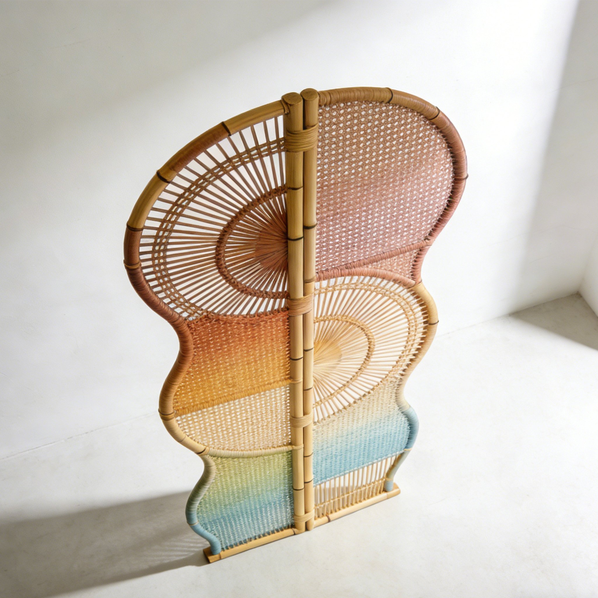 Eco-friendly bamboo room divider with vibrant colors