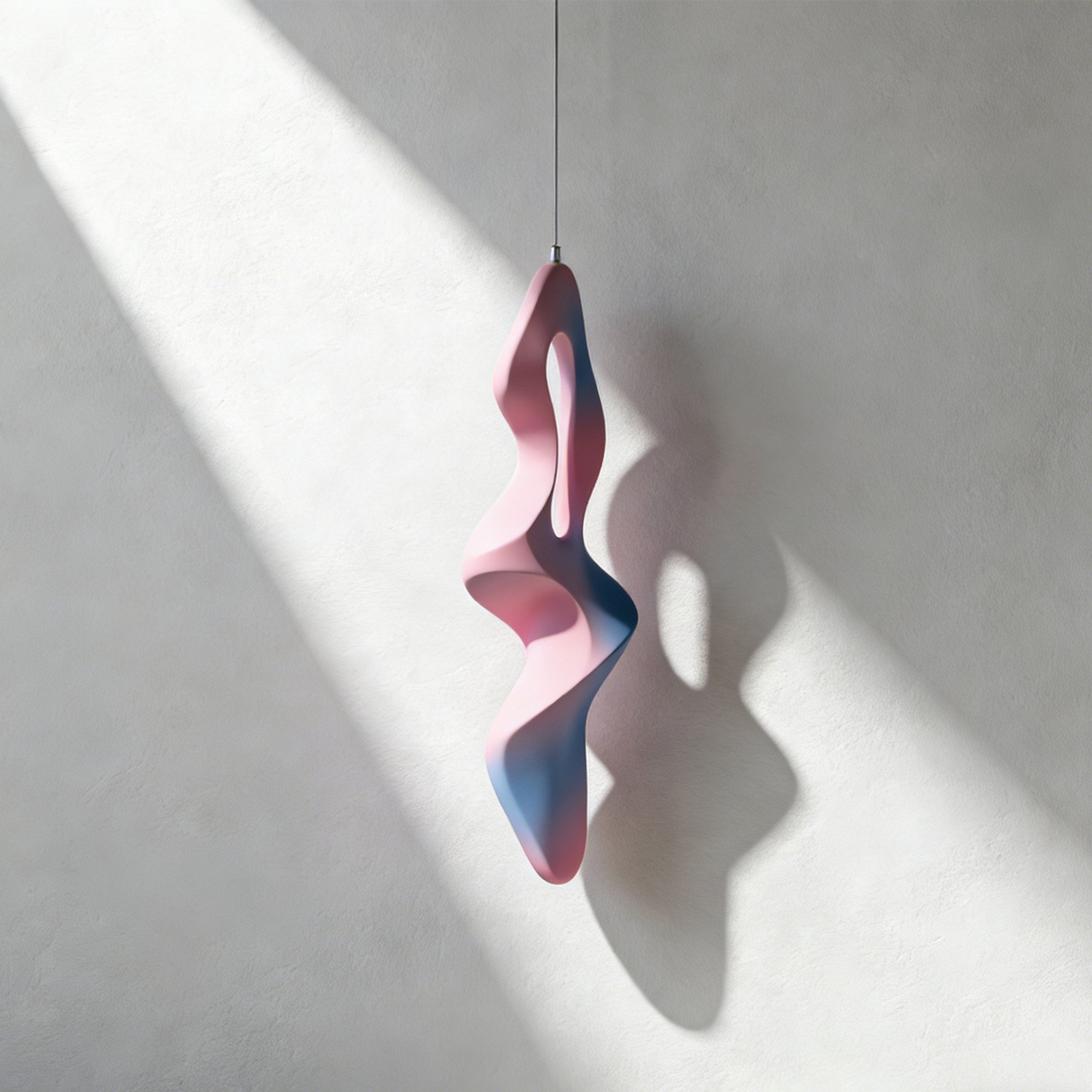 Handcrafted blue and pink spiral necklace