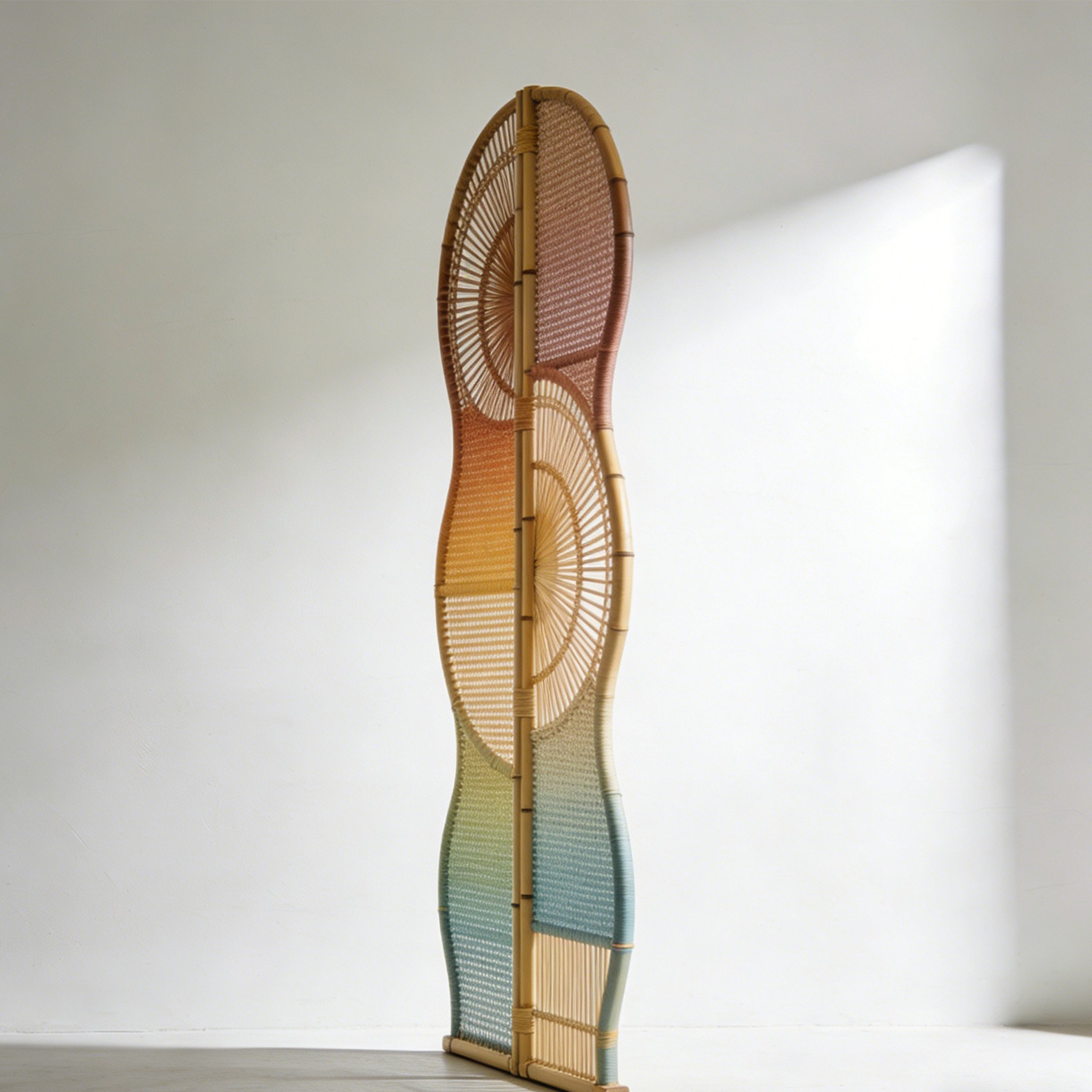 Colorful hollow bamboo screen in modern living room