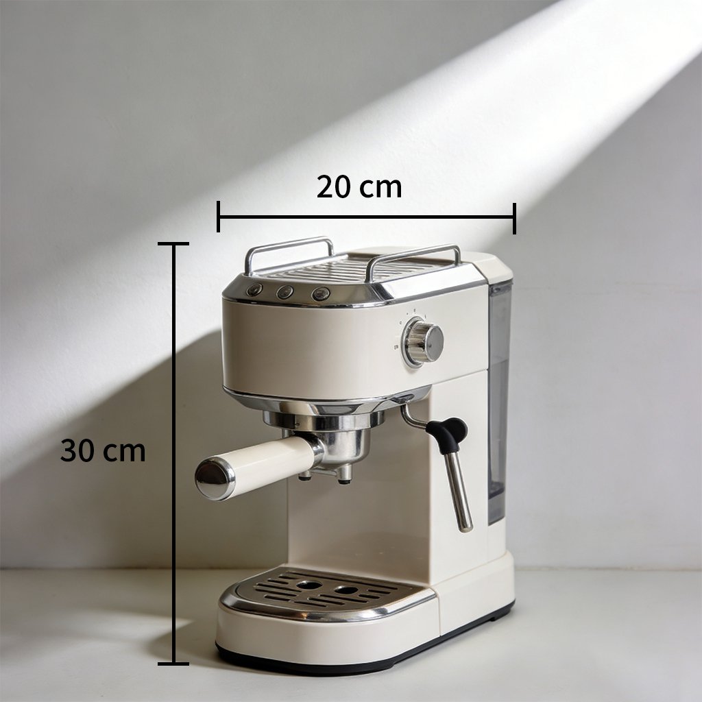 Home coffee machine making cappuccino with milk frother