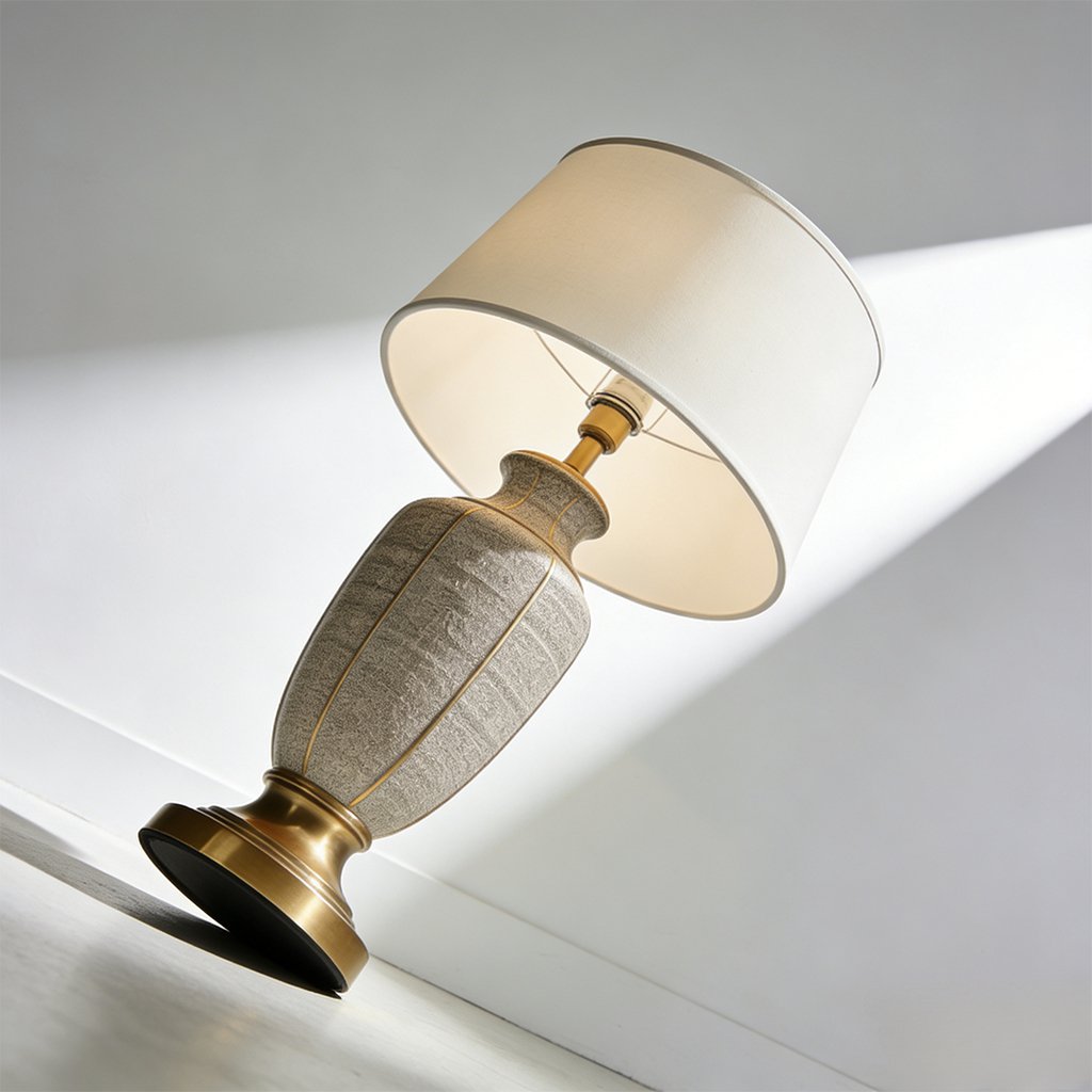 Close-up of unique sculptural lamp base