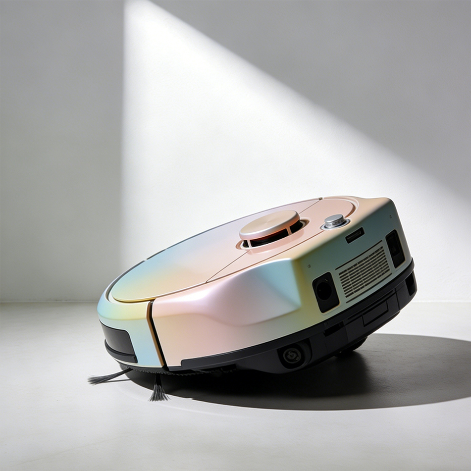 Smart Robotic Vacuum Cleaner on hardwood floor