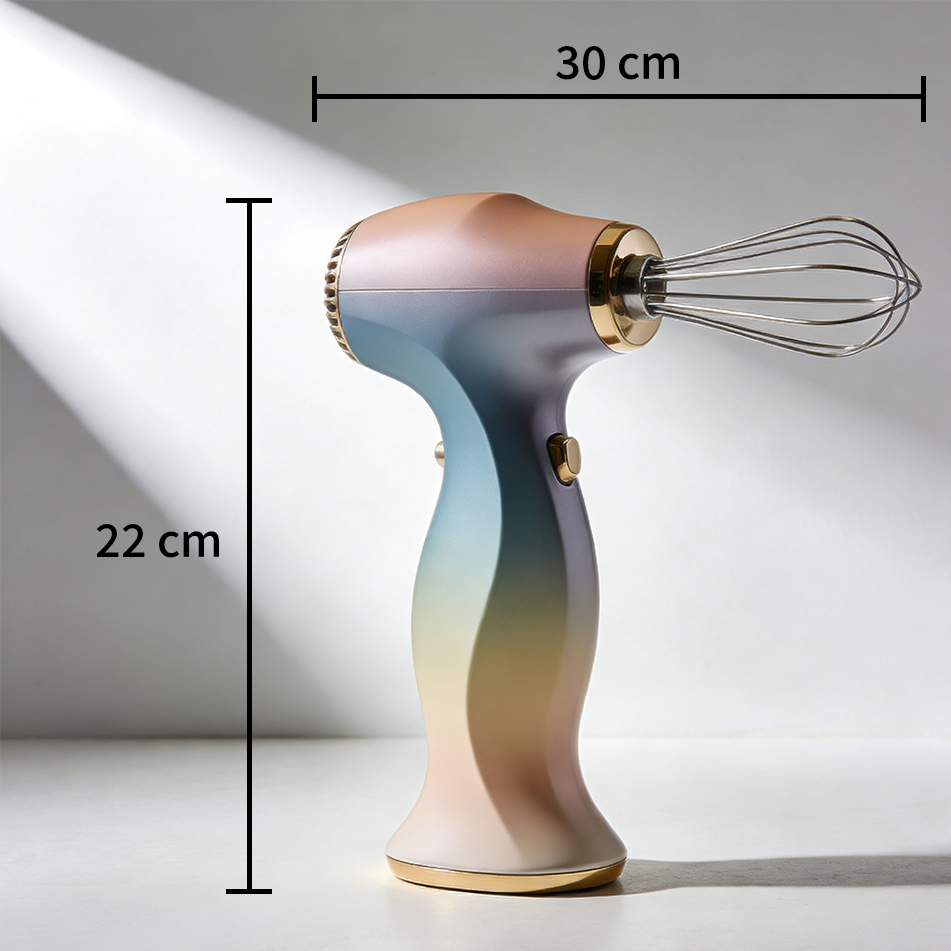 Electric hand mixer whisking eggs in a bowl