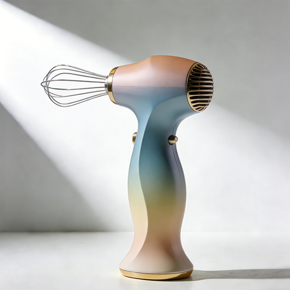 Household egg mixer with stainless steel attachments